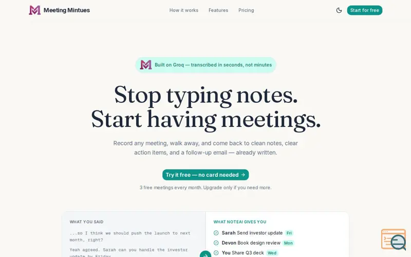 Screenshot of AI Meeting notes