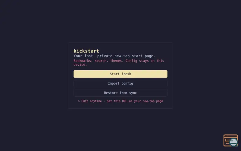 Screenshot of kickstart