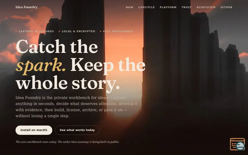 Screenshot of IdeaFoundry
