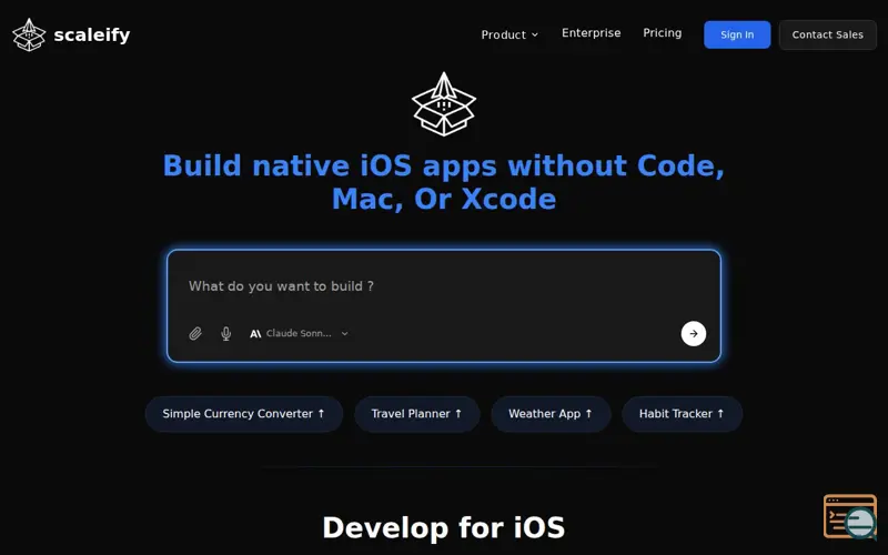 Screenshot of Scaleify, a launch using Appetize.io