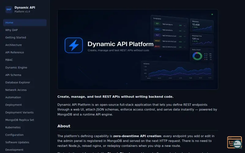 Screenshot of Dynamic API Platform
