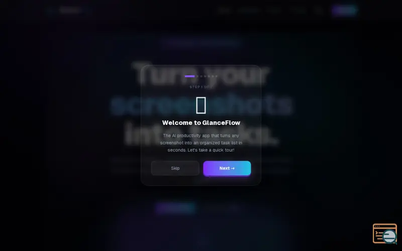 Screenshot of GlanceFlow