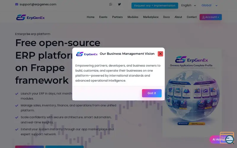 Screenshot of ErpGenEx Global