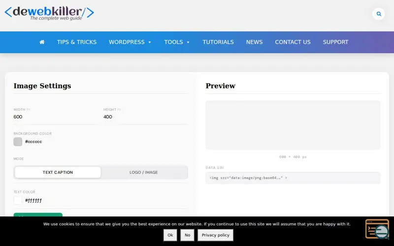 Screenshot of Placeholder image generator, a launch using MySecureCloudHost DNS