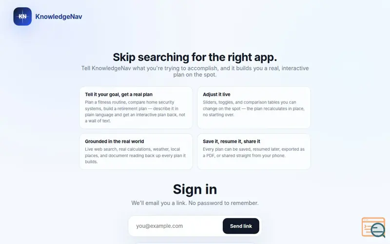 Screenshot of KnowledgeNav