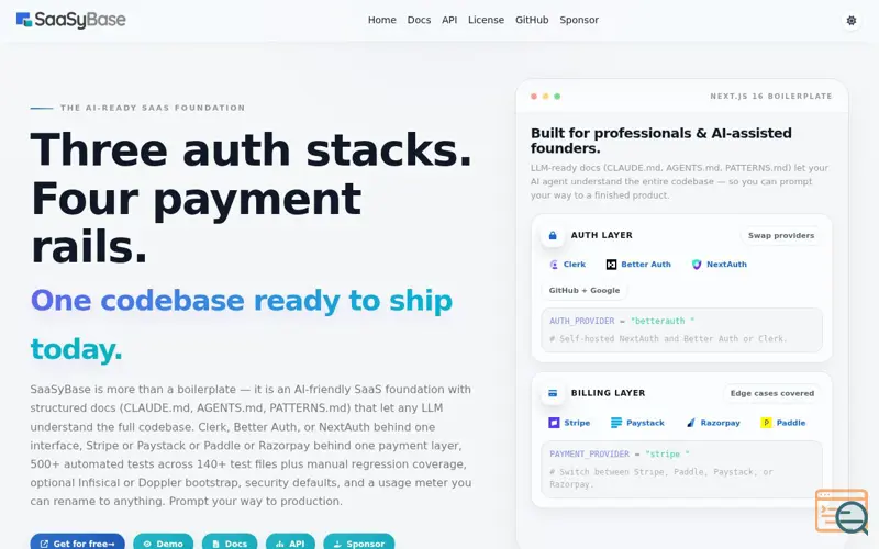 Screenshot of SaaSyBase