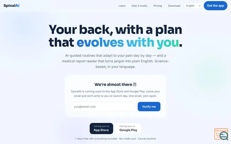 Screenshot of SpinalAI - Back Pain Relief