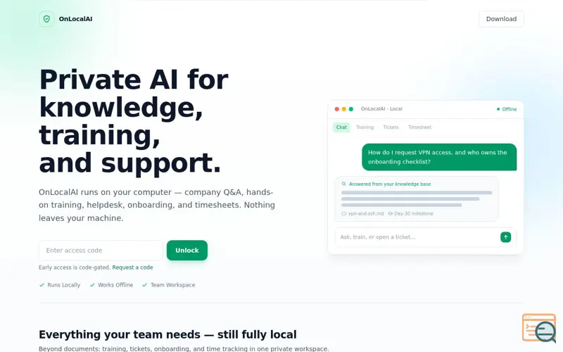 Screenshot of OnLocalAI