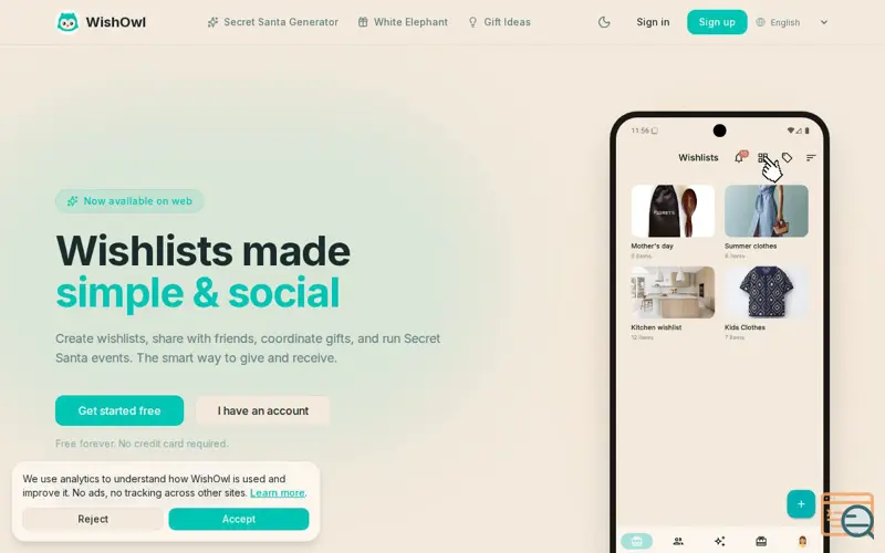 Screenshot of WishOwl