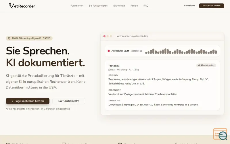 Screenshot of VetRecorder