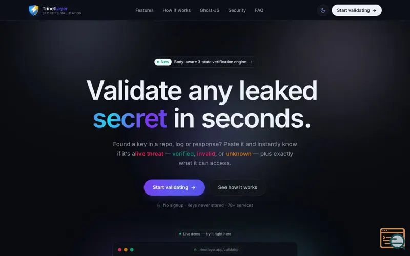 Screenshot of Validator by TrinetLayer