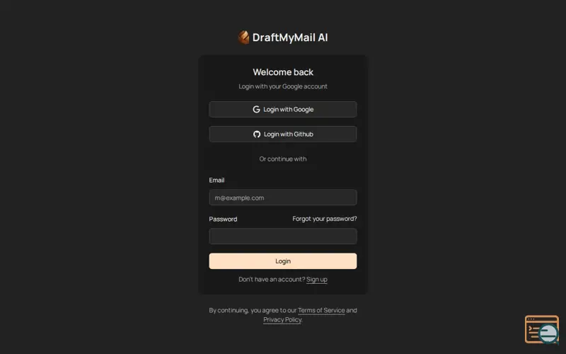 Screenshot of DraftMyMail AI
