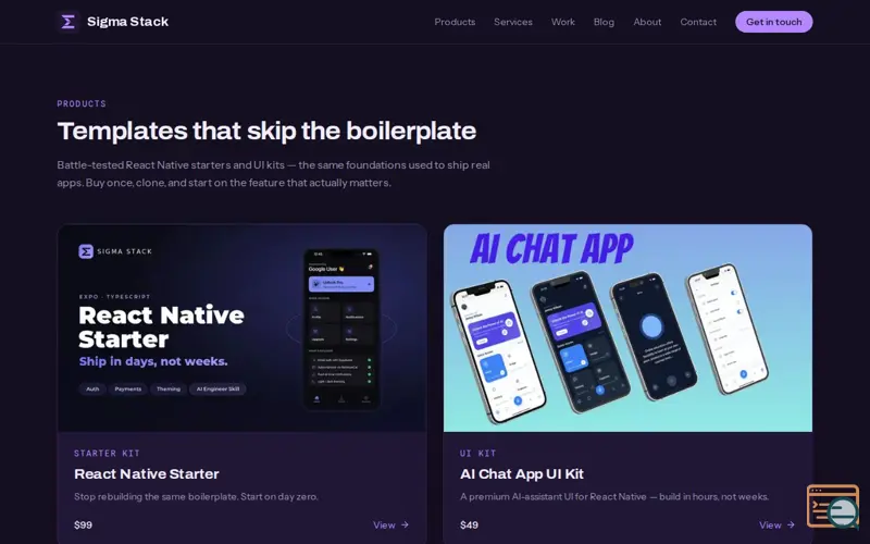 Screenshot of Sigma Stack