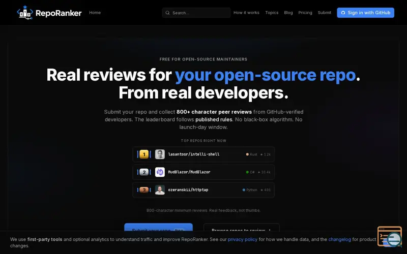 Screenshot of RepoRanker