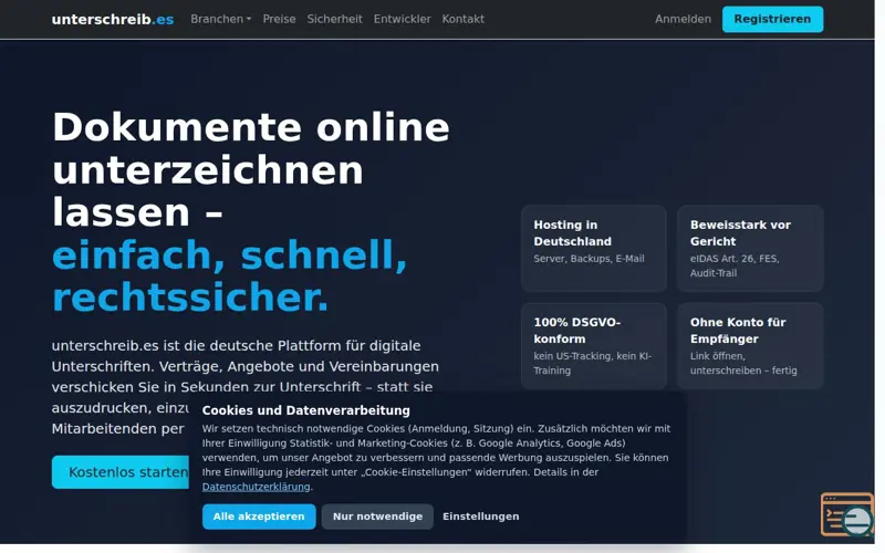 Screenshot of unterschreib.es