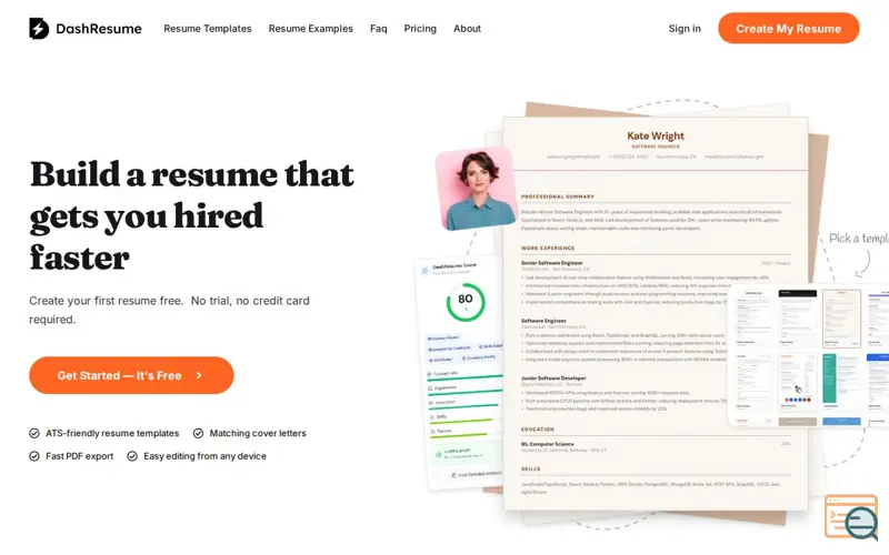 Screenshot of Dashresume