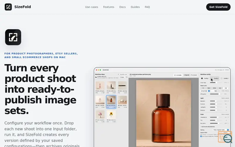 Screenshot of Batch Product Photos for Etsy, Amazon, and Shopify on Mac | SizeFold