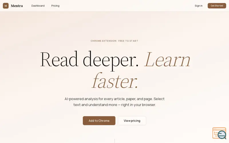 Screenshot of Mentra — Read deeper. Learn faster.