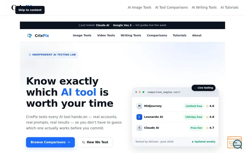 Screenshot of crixpix