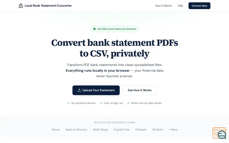 Screenshot of Local Bank Statement Converter