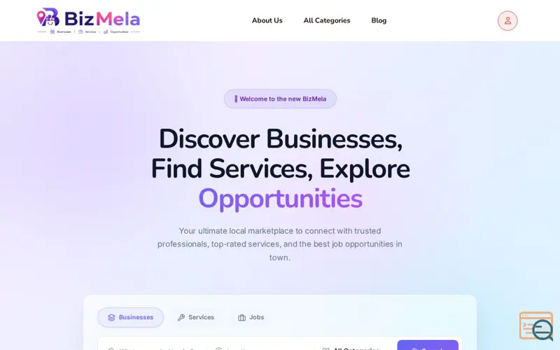 Screenshot of bizmala.com, a launch using Classified Listing