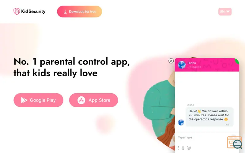 Screenshot of Kid Security, a launch using Hoster.kz