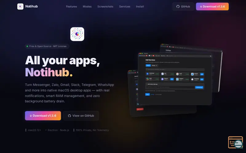 Screenshot of Notihub