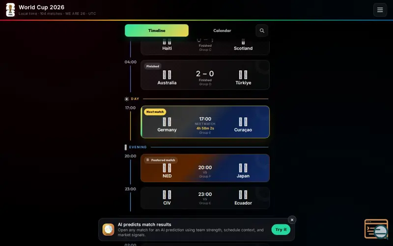 Screenshot of World Cup 2026 Tour