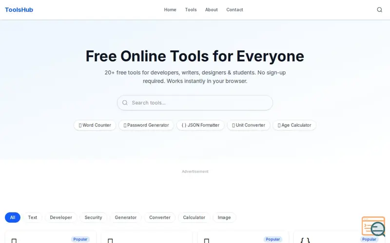 Screenshot of ToolsHub