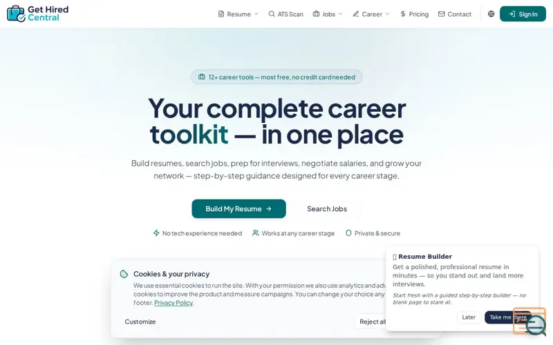 Screenshot of Get Hired Central