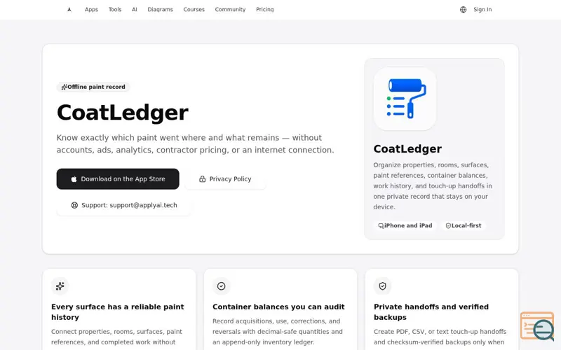 Screenshot of CoatLedger