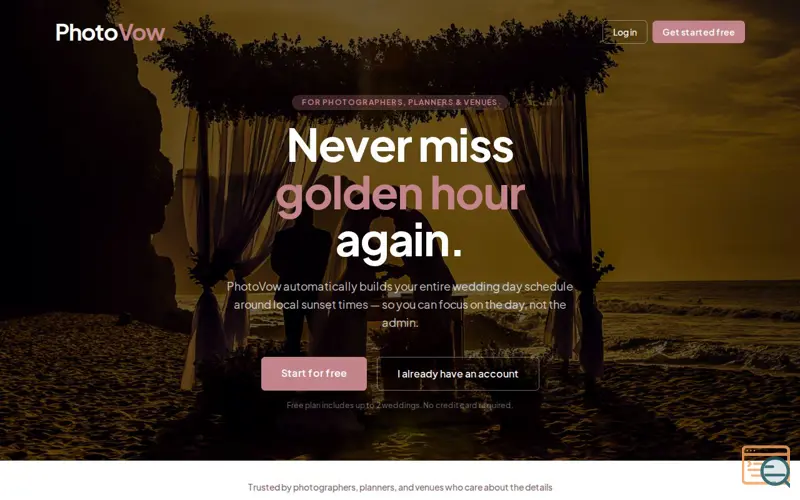 Screenshot of PhotoVow