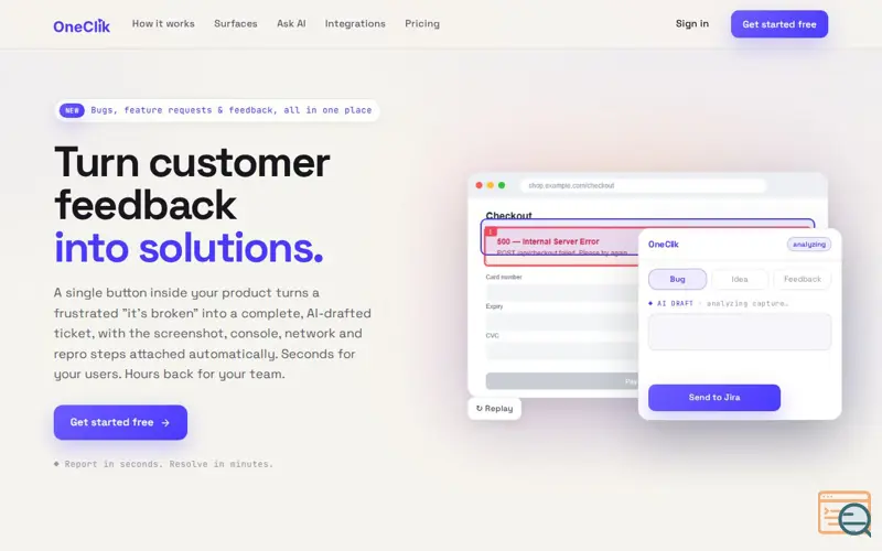 Screenshot of Oneclik