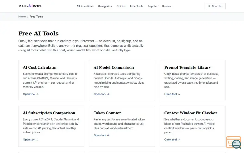 Screenshot of Daily AI Intel — Free AI Tools