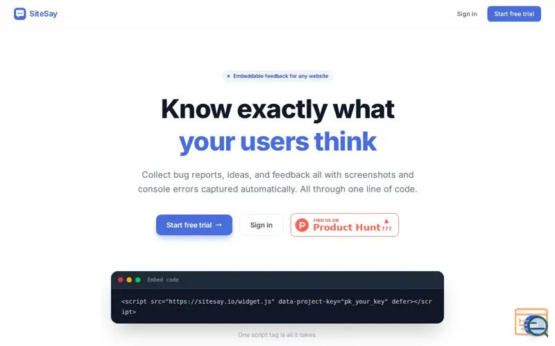 Screenshot of SiteSay