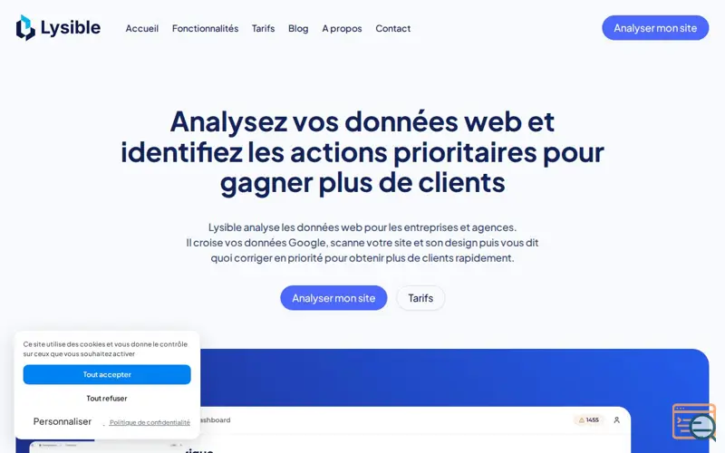 Screenshot of Lysible - Outil d'Analyse de Données Web