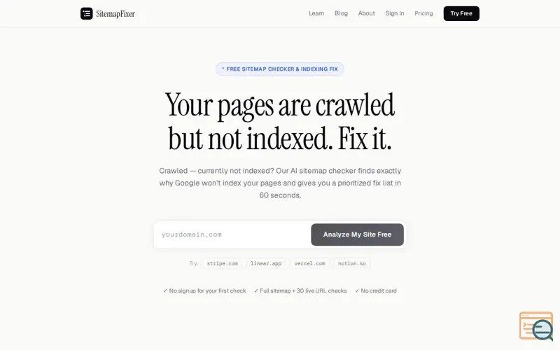 Screenshot of SitemapFixer