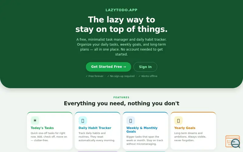 Screenshot of Lazy To-Do