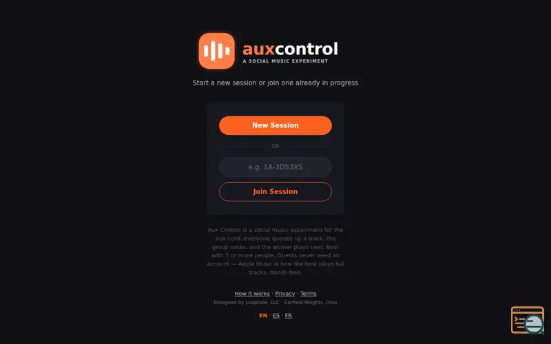 Screenshot of Aux Control
