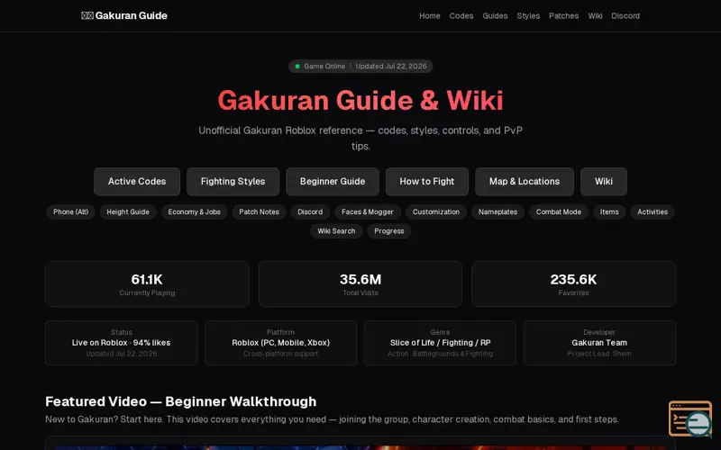 Screenshot of Roblox Gakuran Guide and Wiki