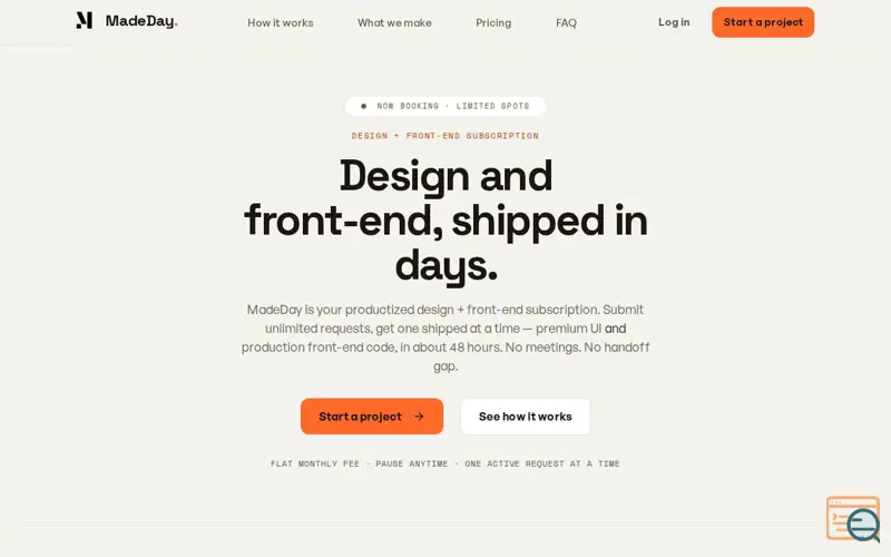 Screenshot of MadeDay — Design & front-end, one subscription