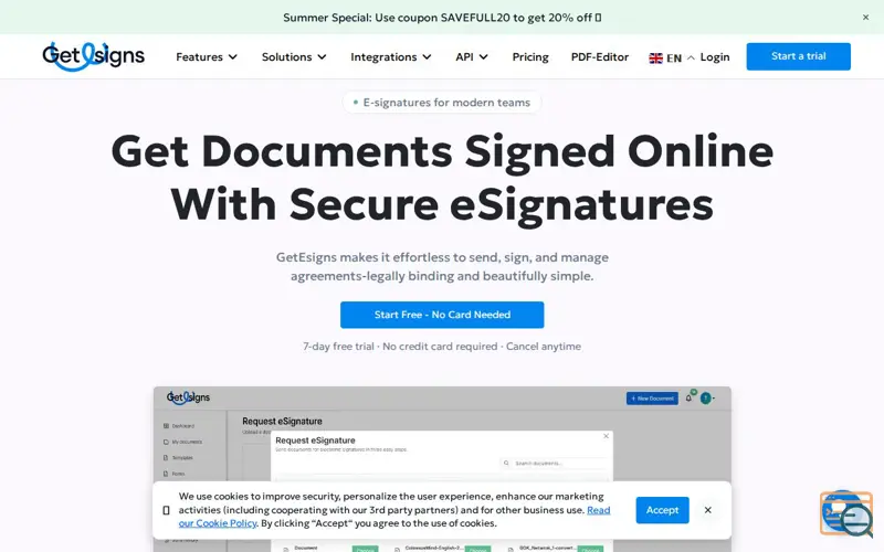 Screenshot of GetEsigns