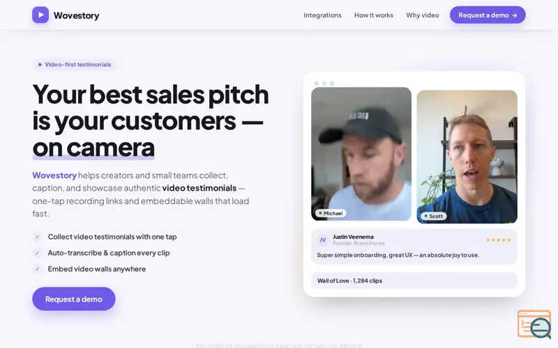 Screenshot of Wovestory — Collect & showcase video testimonials