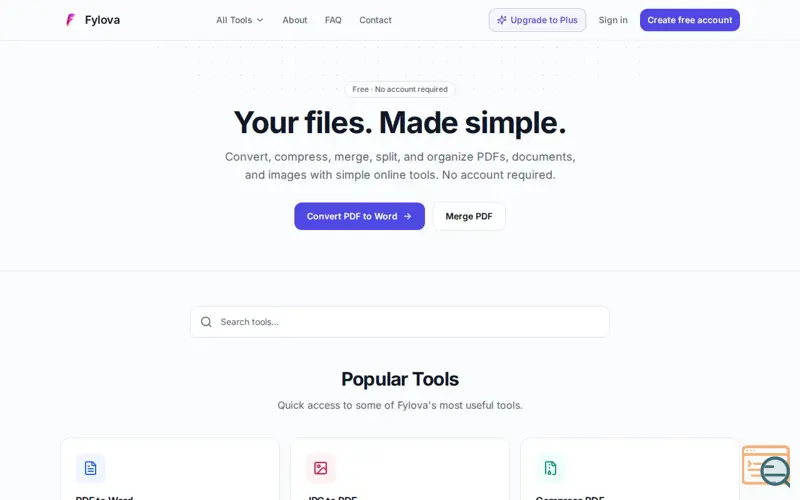 Screenshot of Fylova — Free Online PDF Tools