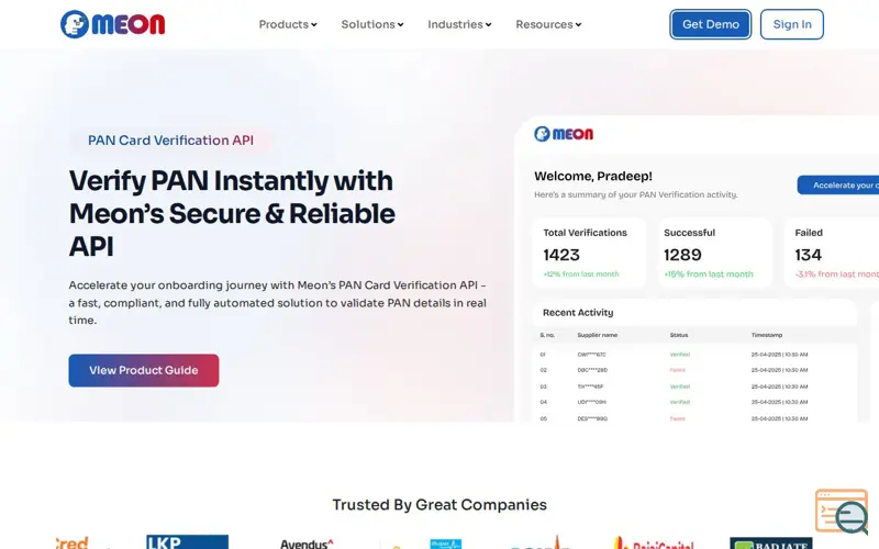Screenshot of PAN Card Verification API