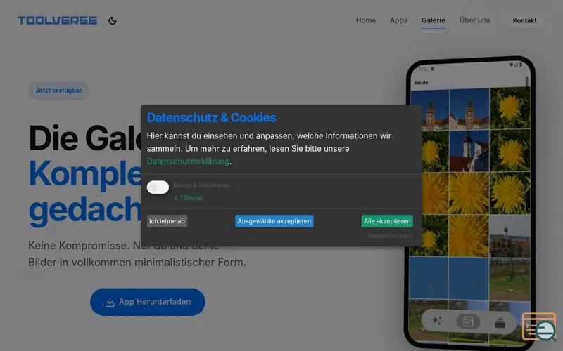 Screenshot of Toolverse Galerie