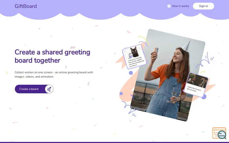 Screenshot of GiftBoard