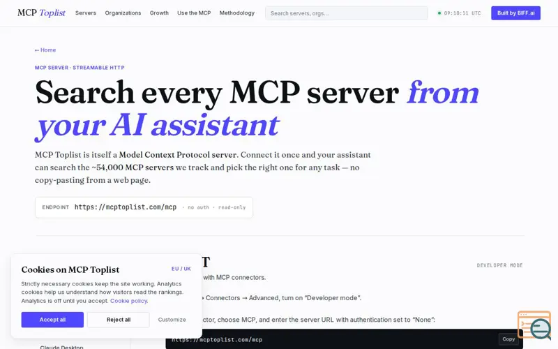 Screenshot of MCP Toplist MCP