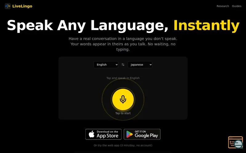 Screenshot of LiveLingo — Real-Time Voice Translator