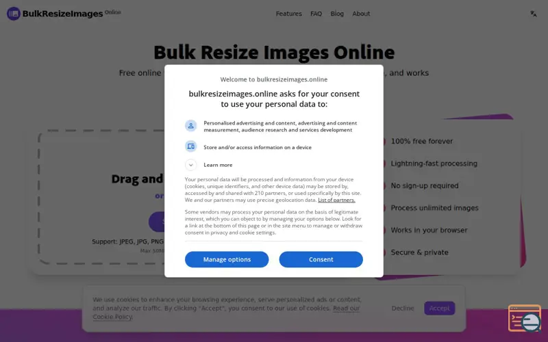 Screenshot of Bulk Resize Images Online